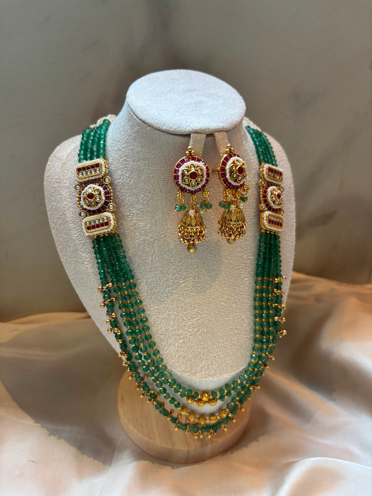 Meher Emerald Beaded Layered Bridal Set