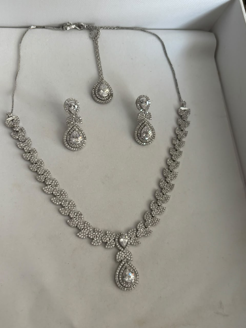 Noor Crystal CZ Necklace Set