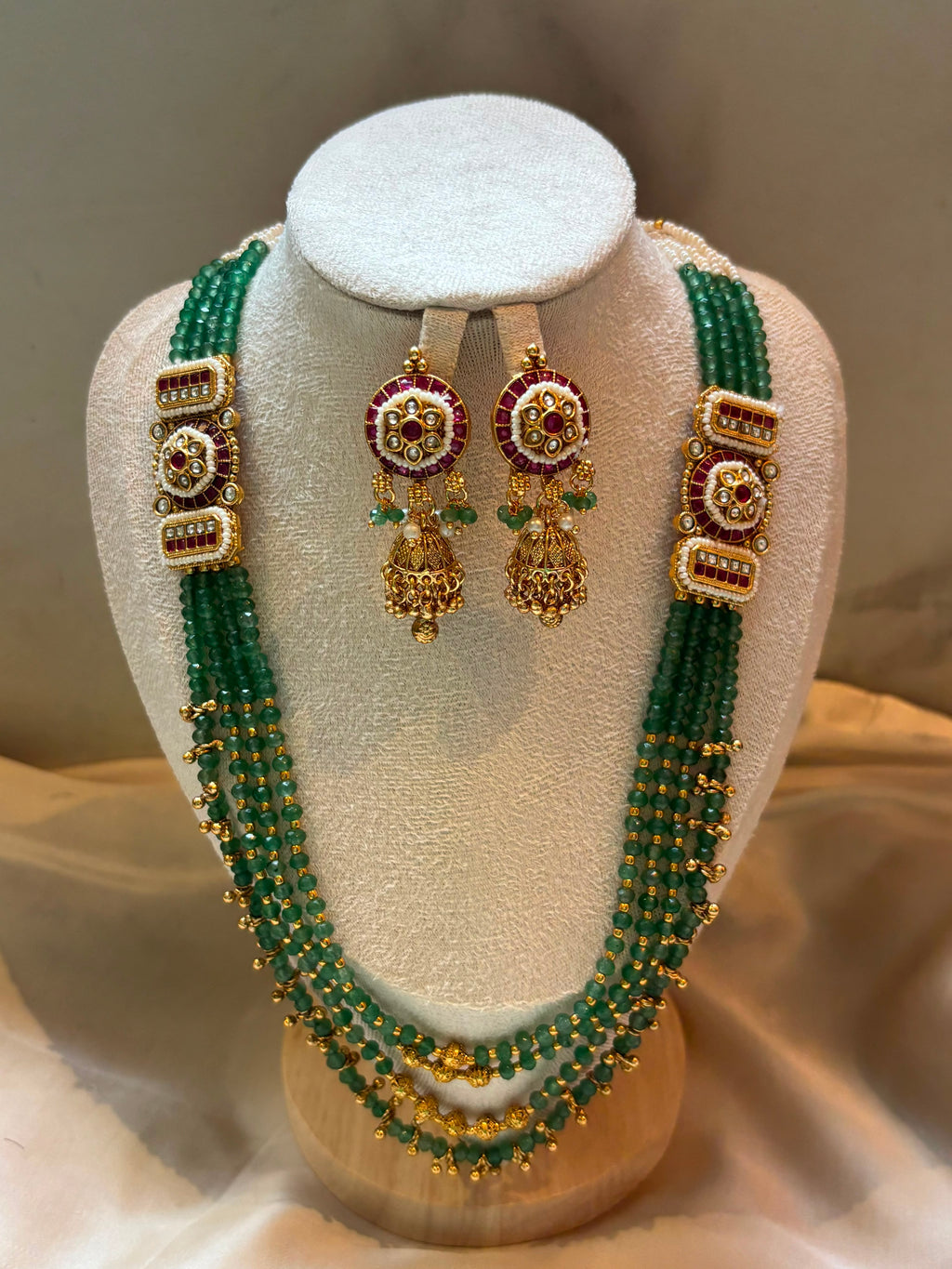 Meher Emerald Beaded Layered Bridal Set