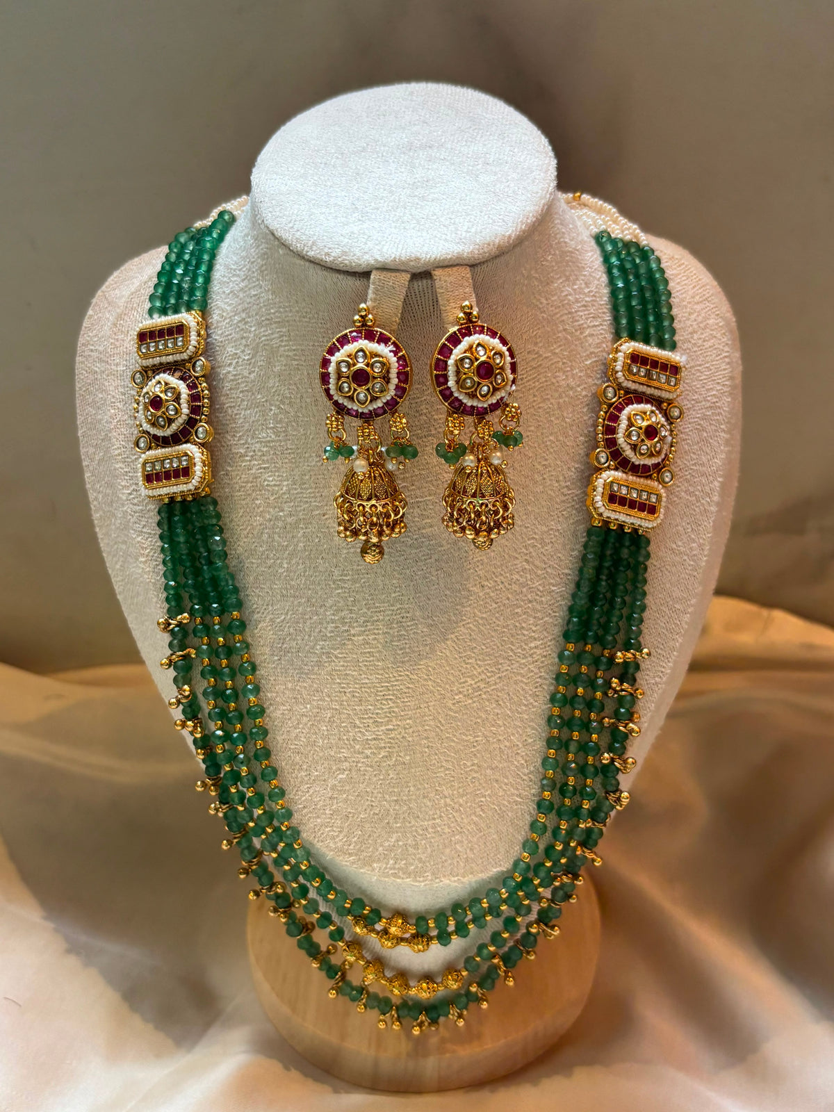 Meher Emerald Beaded Layered Bridal Set