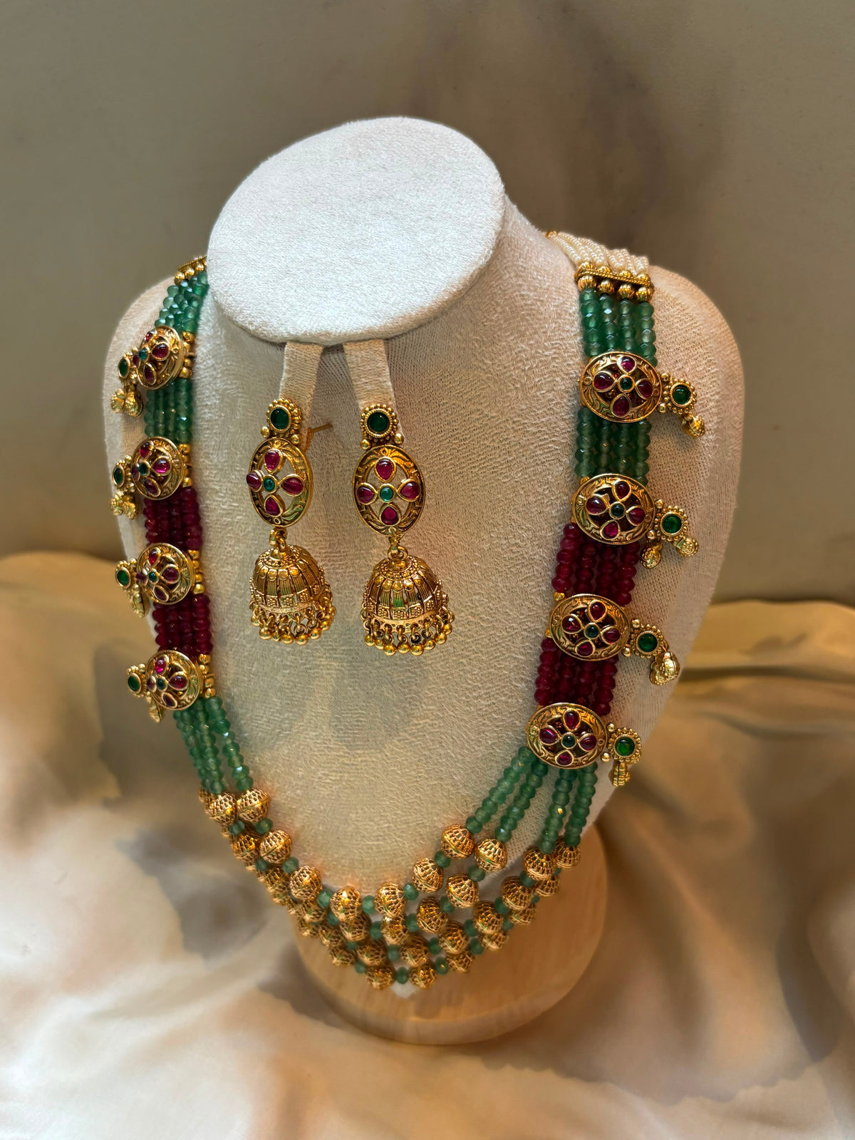 Zarina Emerald & Ruby Beaded Bridal Set