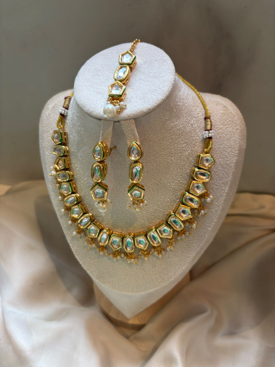 Anaya Kundan Bridal Set - Pastel Mint