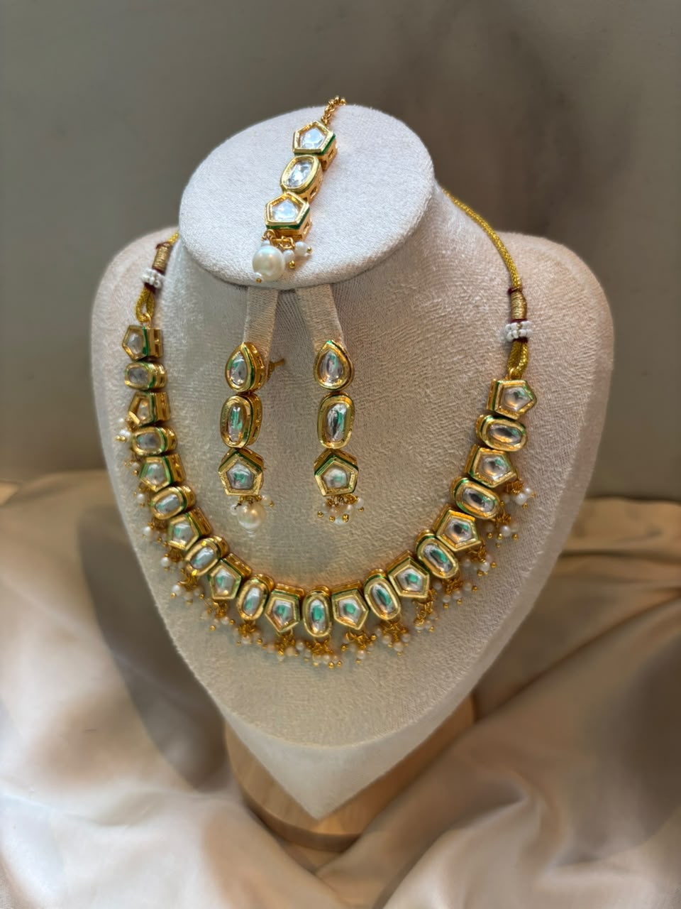 Anaya Kundan Bridal Set - Pastel Mint