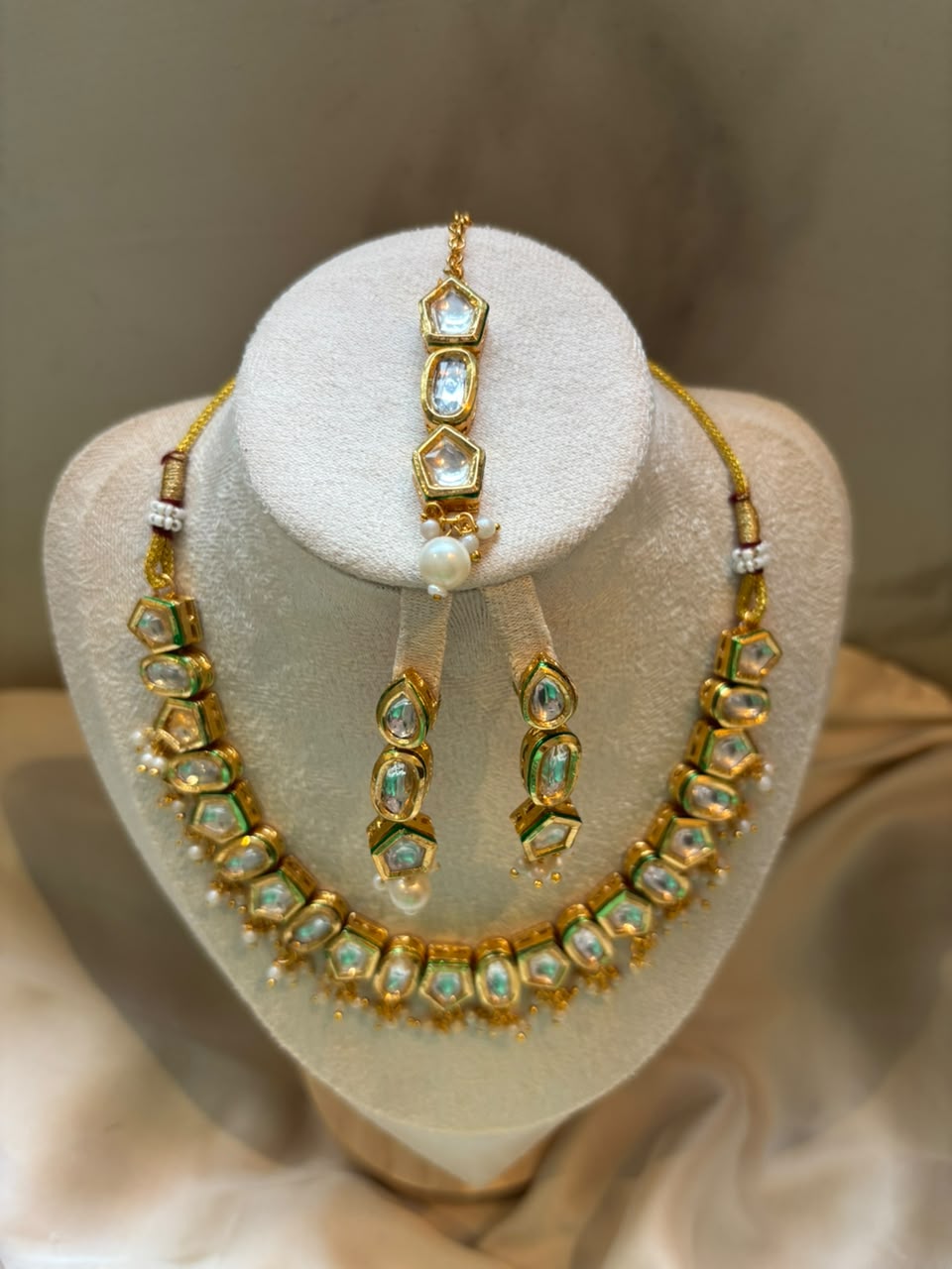 Anaya Kundan Bridal Set - Pastel Mint