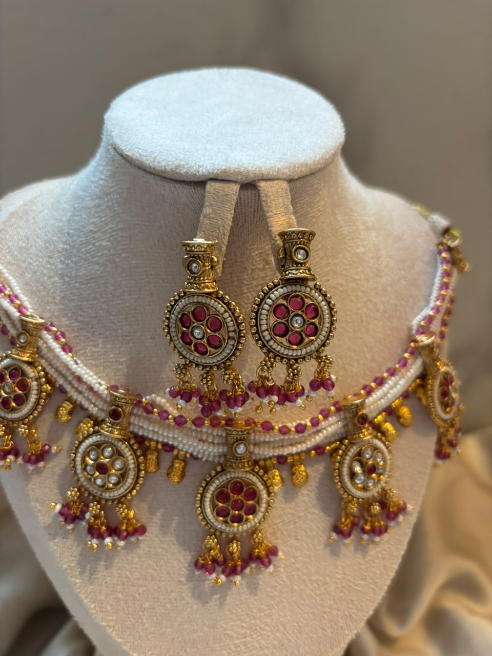 Gulnar Ruby Meenakari Jhumka Set