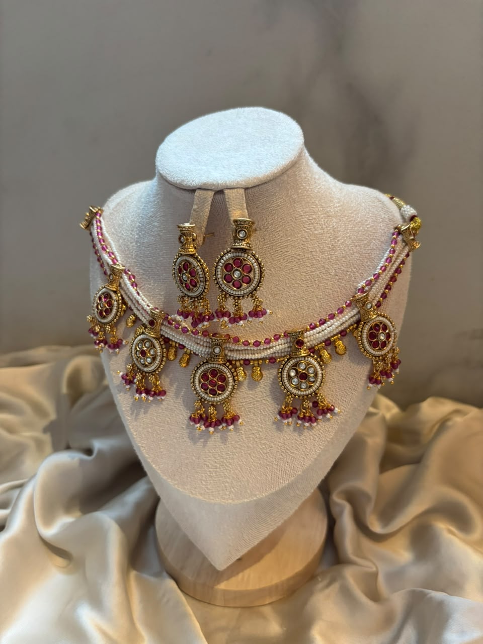 Gulnar Ruby Meenakari Jhumka Set
