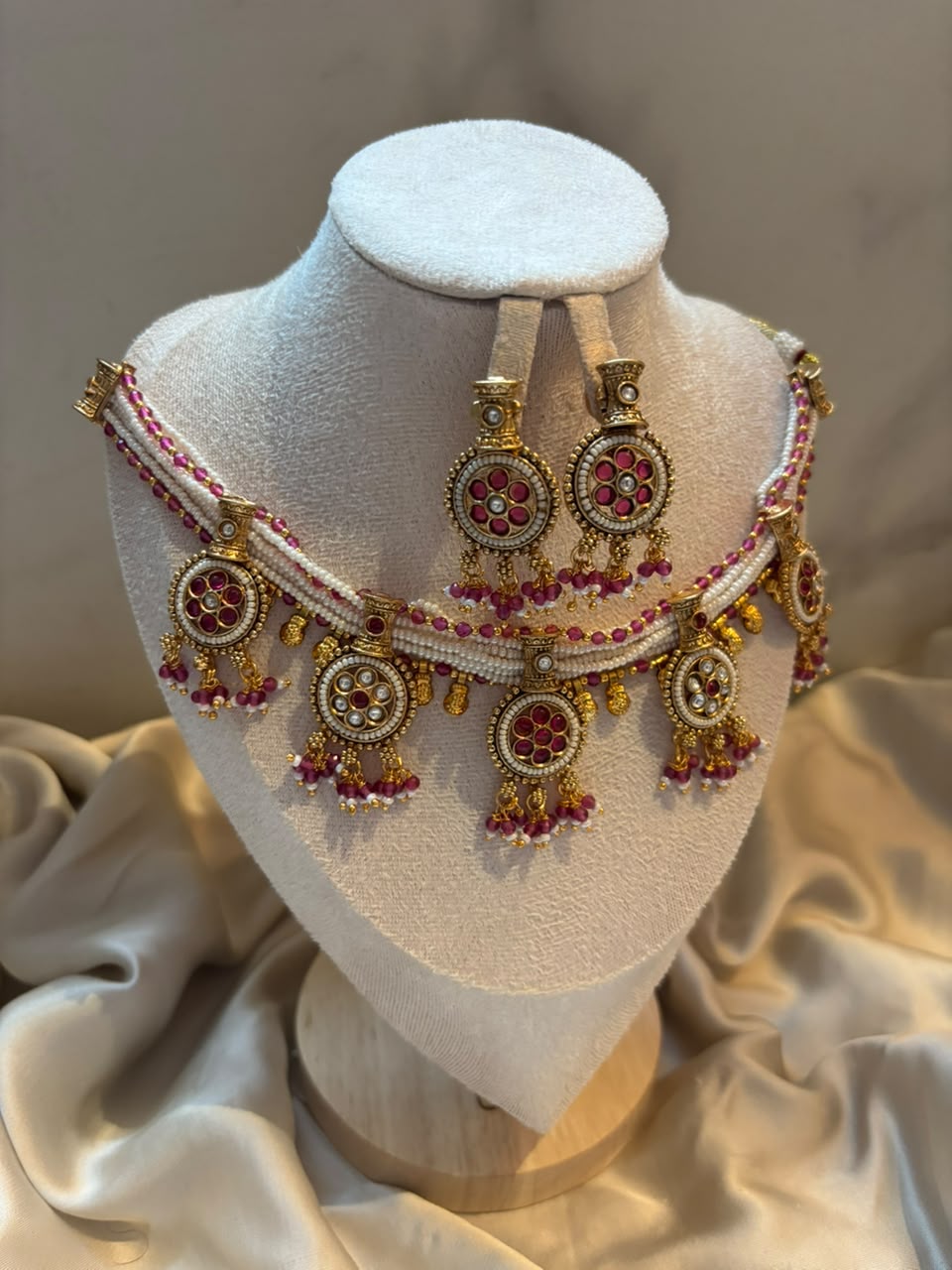 Gulnar Ruby Meenakari Jhumka Set