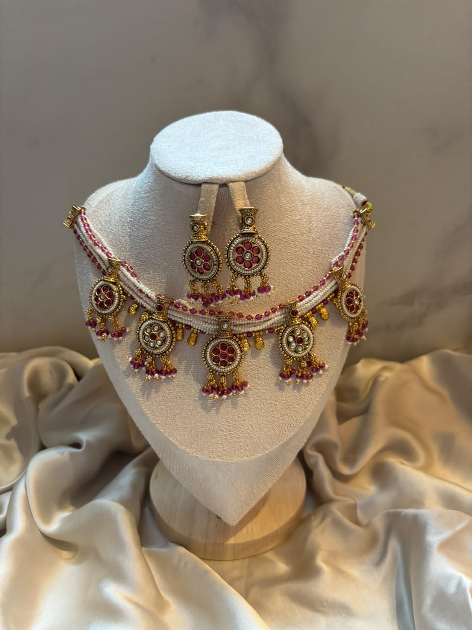 Gulnar Ruby Meenakari Jhumka Set
