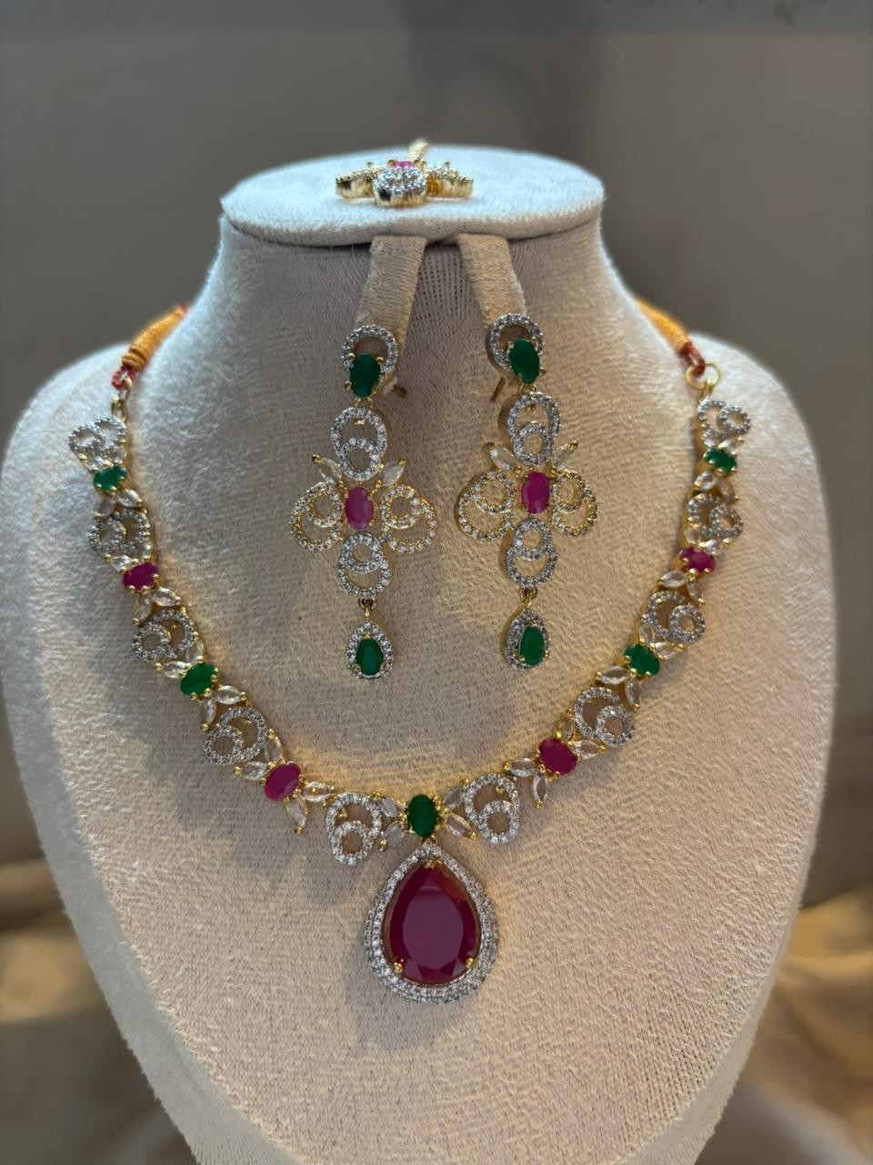 Shanaz AD Stone Bridal Set - Ruby Drop