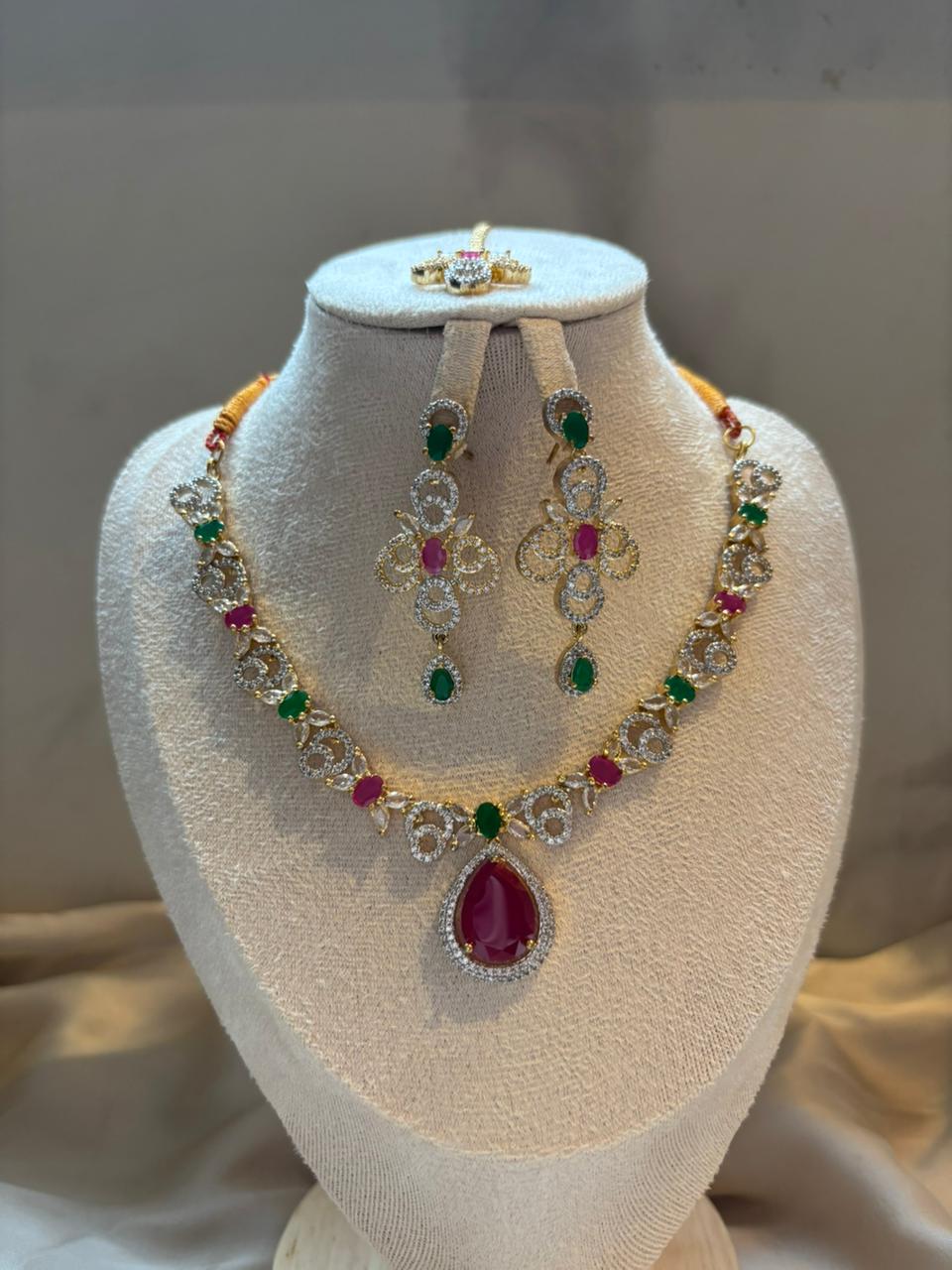 Shanaz AD Stone Bridal Set - Ruby Drop