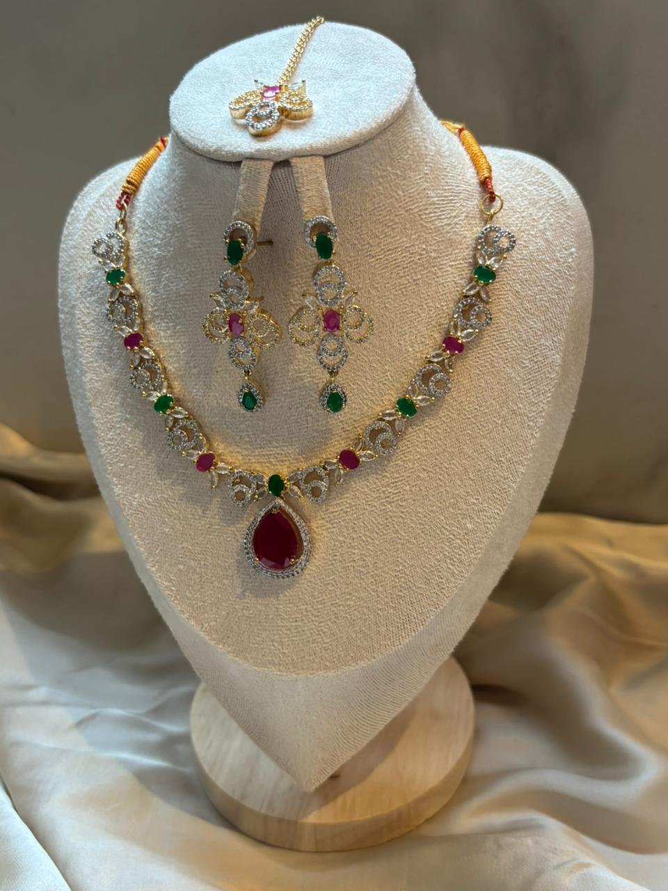 Shanaz AD Stone Bridal Set - Ruby Drop
