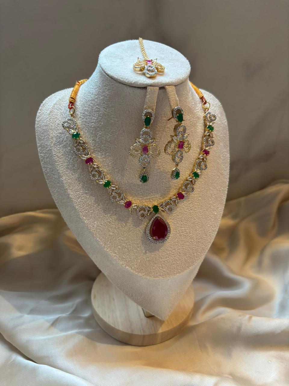 Shanaz AD Stone Bridal Set - Ruby Drop
