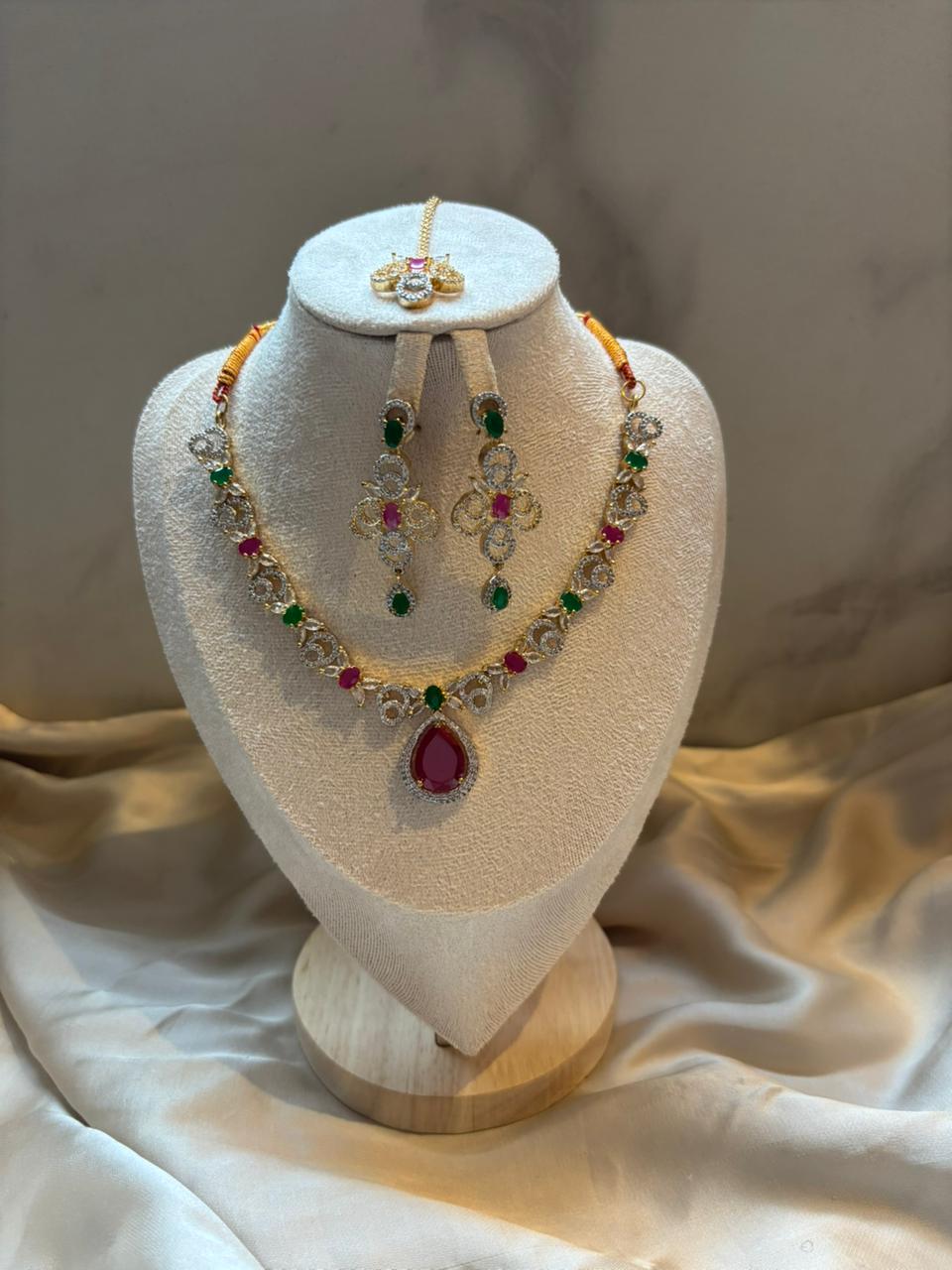 Shanaz AD Stone Bridal Set - Ruby Drop