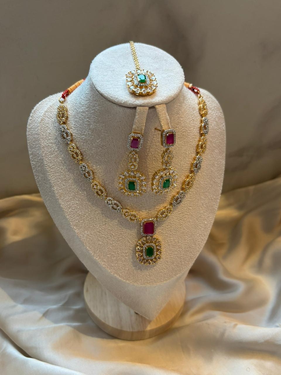 Shanaz AD Stone Bridal Set - Emerald Panel