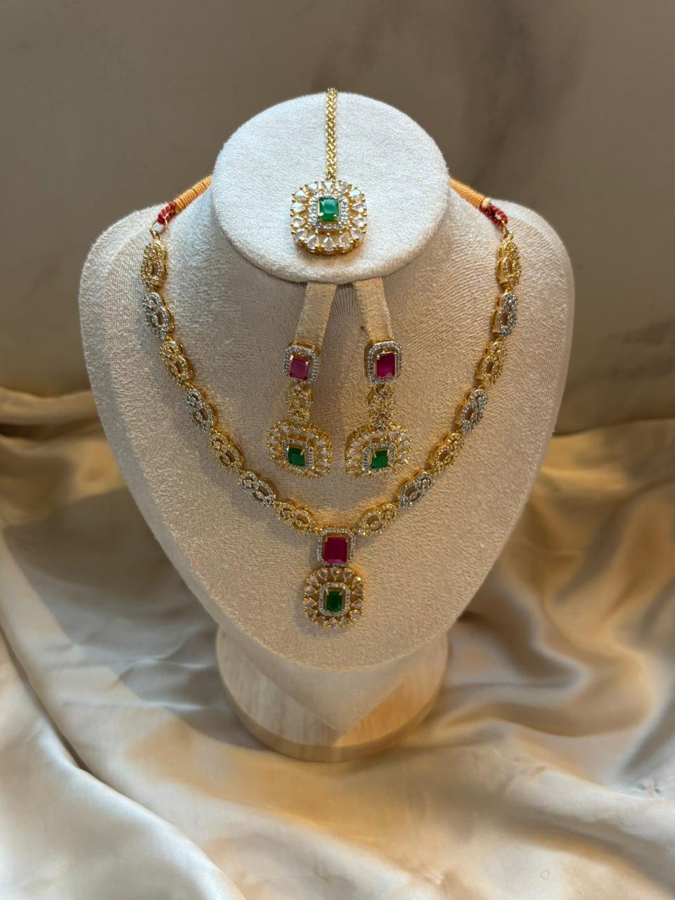 Shanaz AD Stone Bridal Set - Emerald Panel