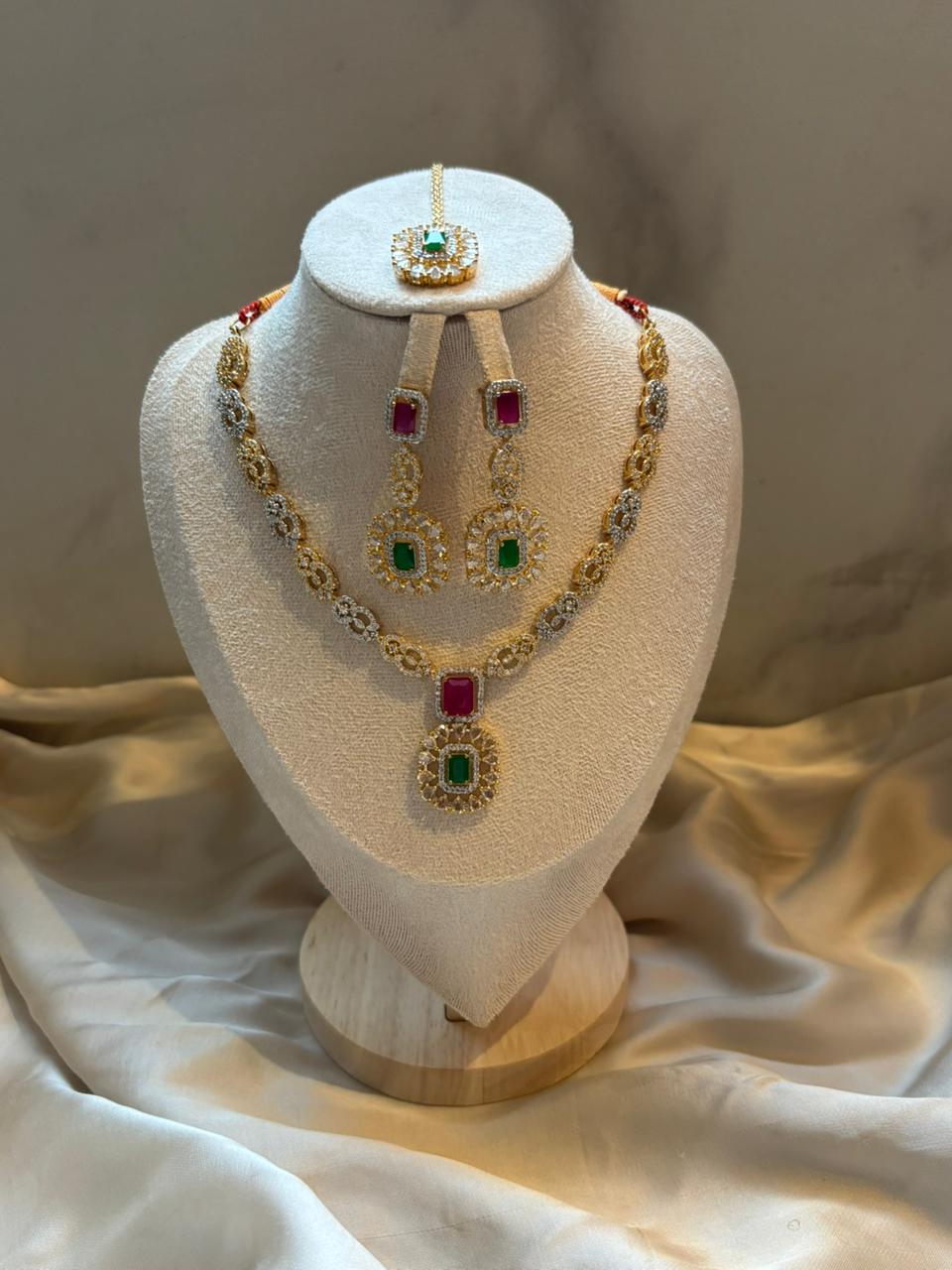 Shanaz AD Stone Bridal Set - Emerald Panel