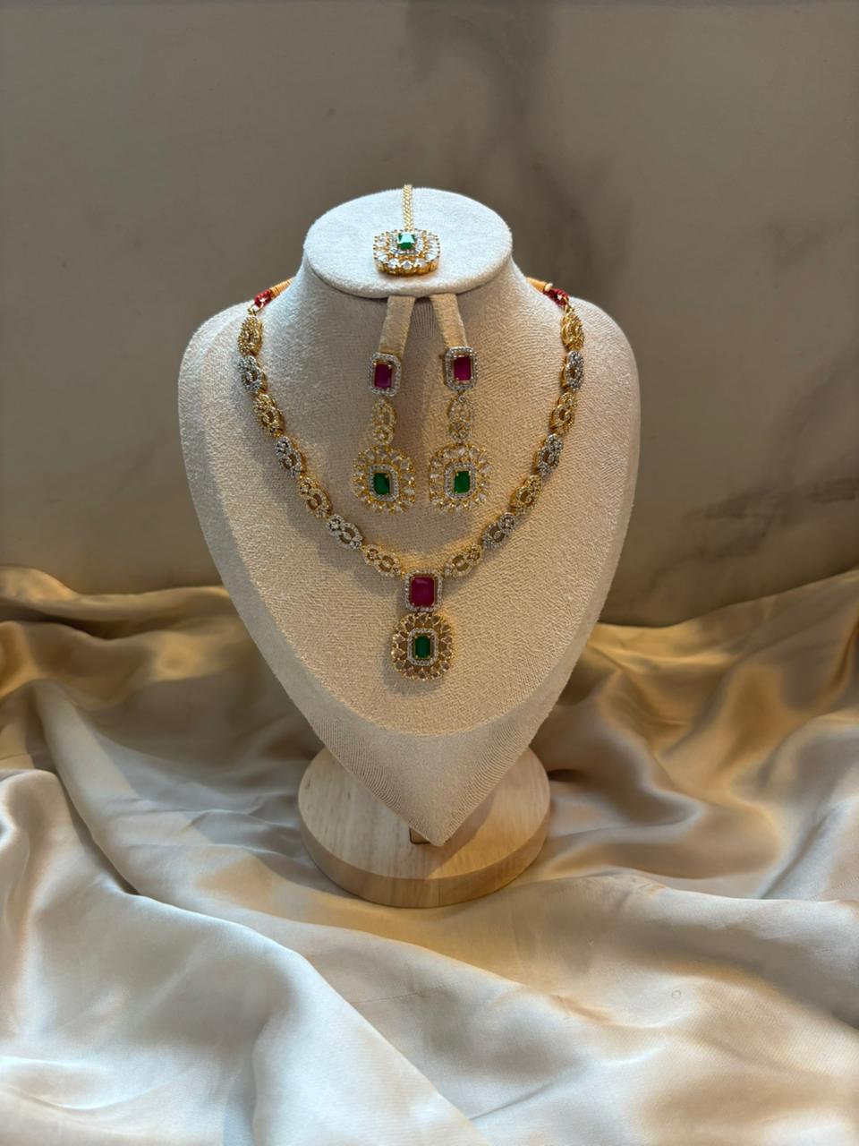 Shanaz AD Stone Bridal Set - Emerald Panel