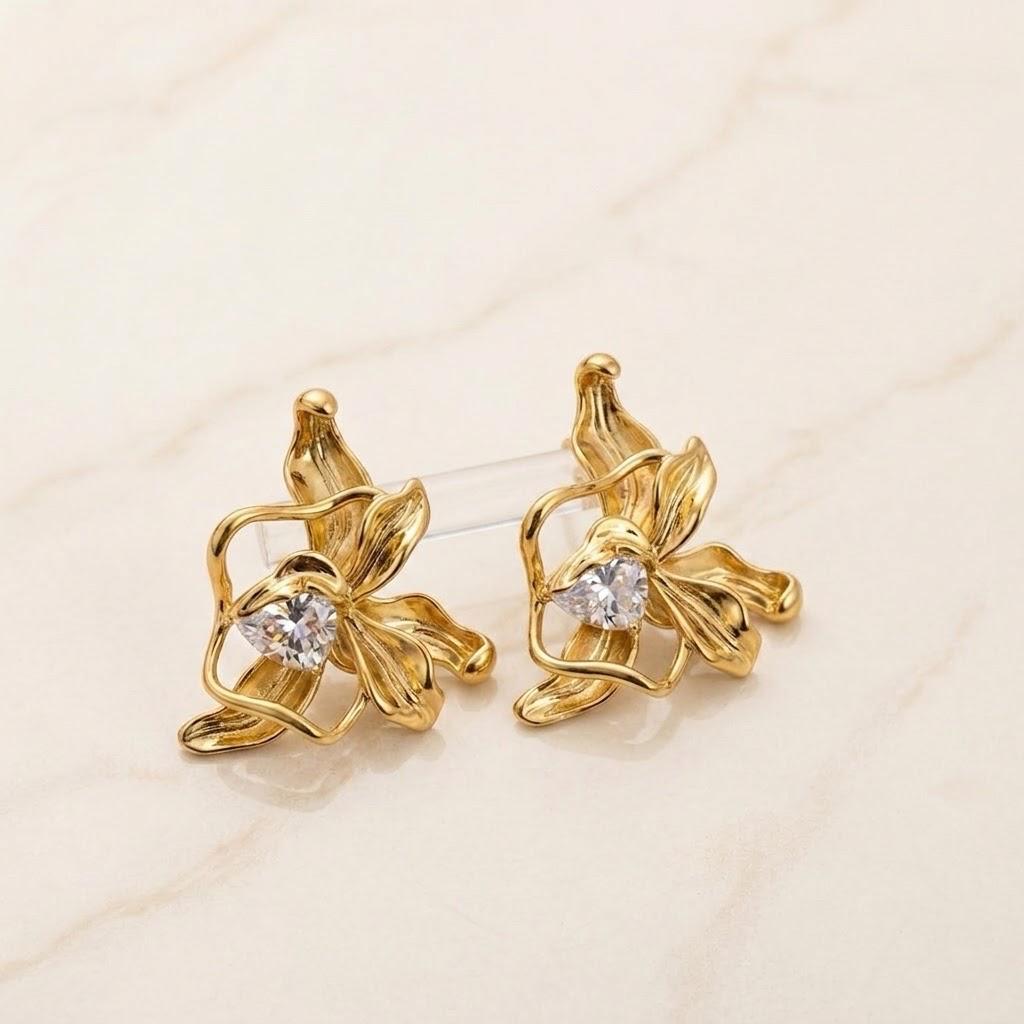 Orchid Gold CZ Studs