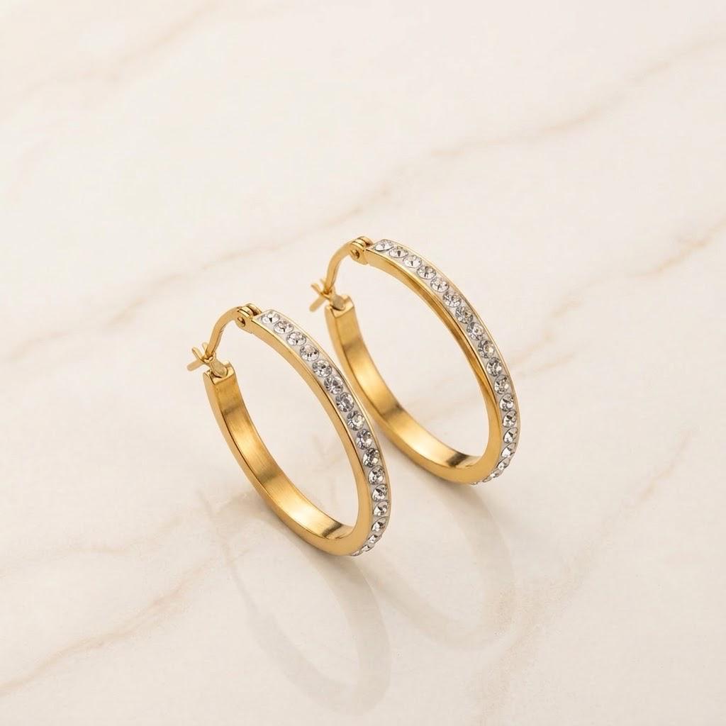 Selene Pave Stainless Hoops