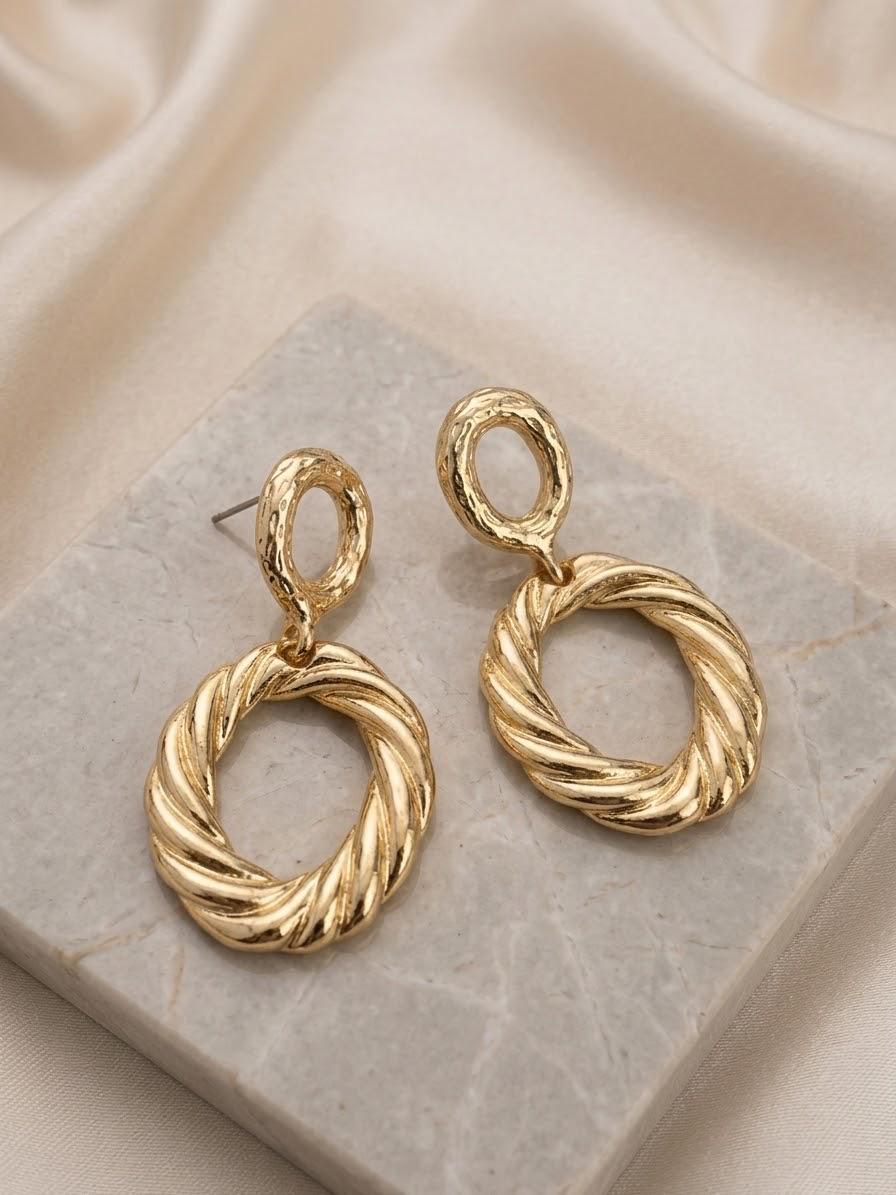 Rania Twisted Double Hoop Drops