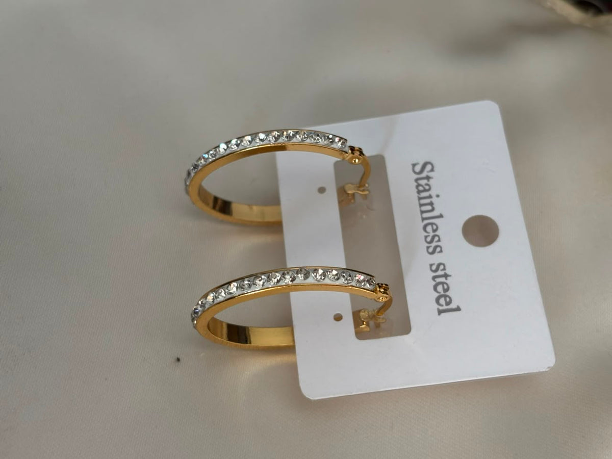 Selene Pave Stainless Hoops
