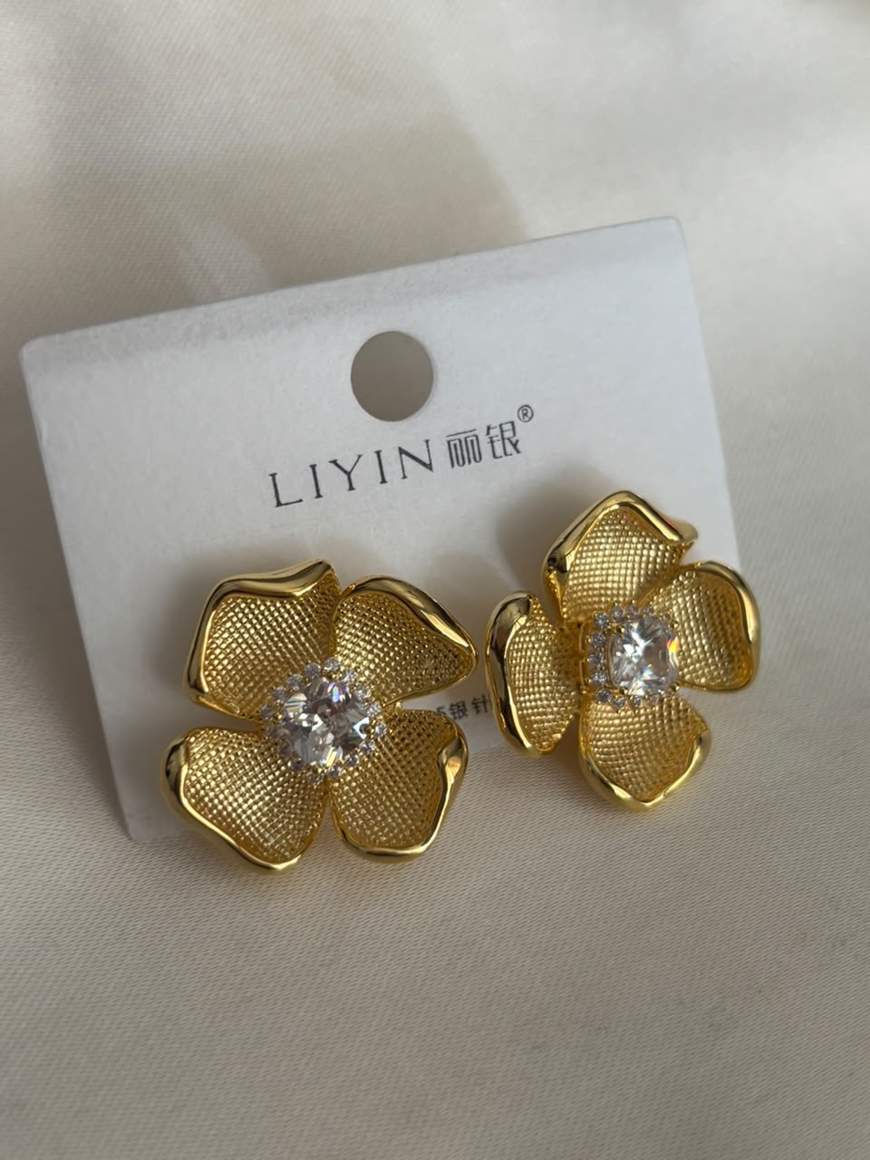 Camellia Gold Blossom CZ Studs