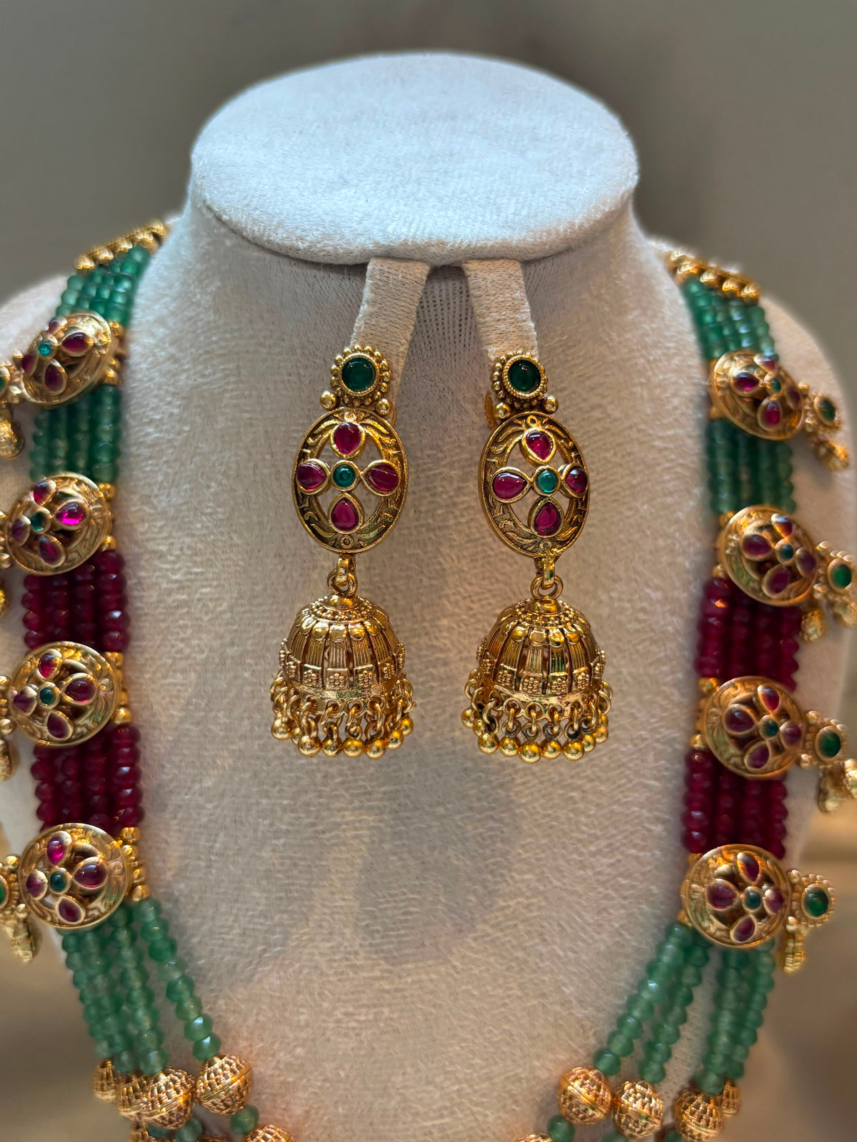 Zarina Emerald & Ruby Beaded Bridal Set