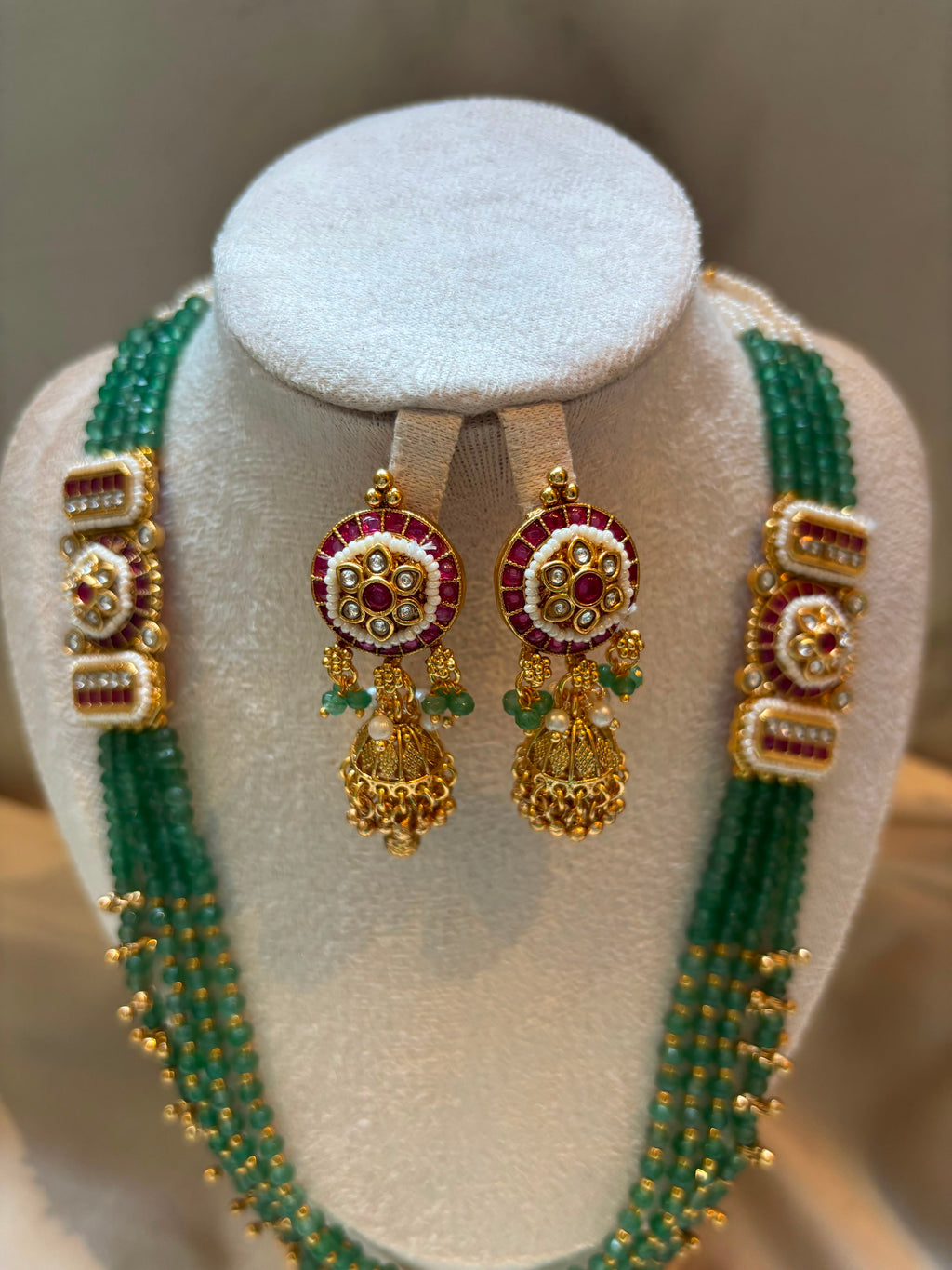 Meher Emerald Beaded Layered Bridal Set