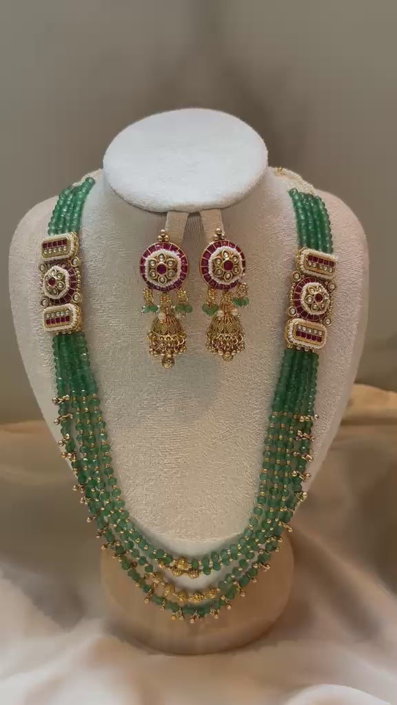 Meher Emerald Beaded Layered Bridal Set