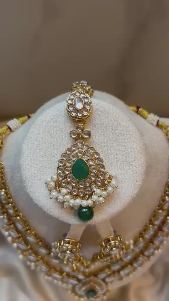 Falak Layered Polki Bridal Set - Emerald
