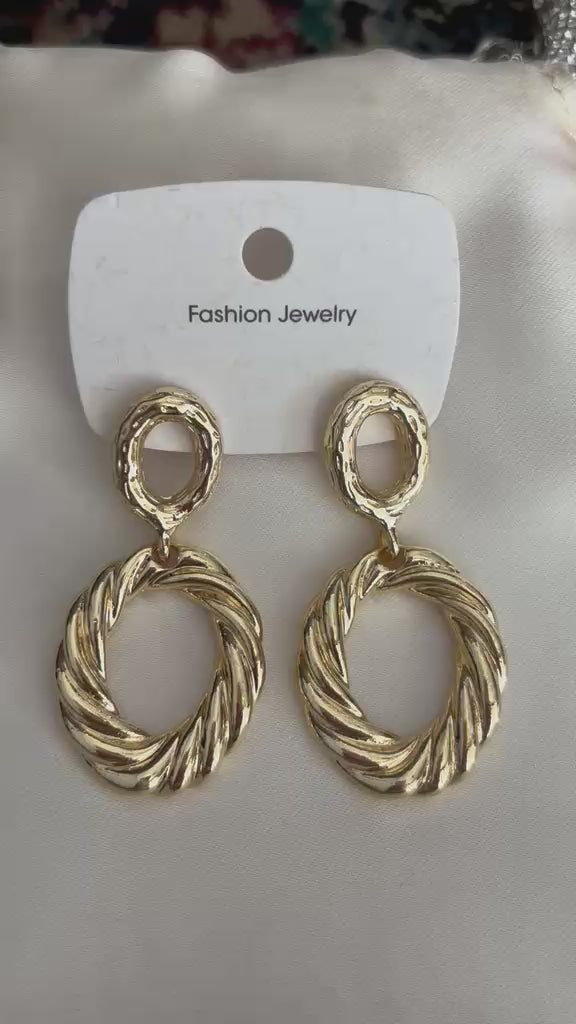 Rania Twisted Double Hoop Drops