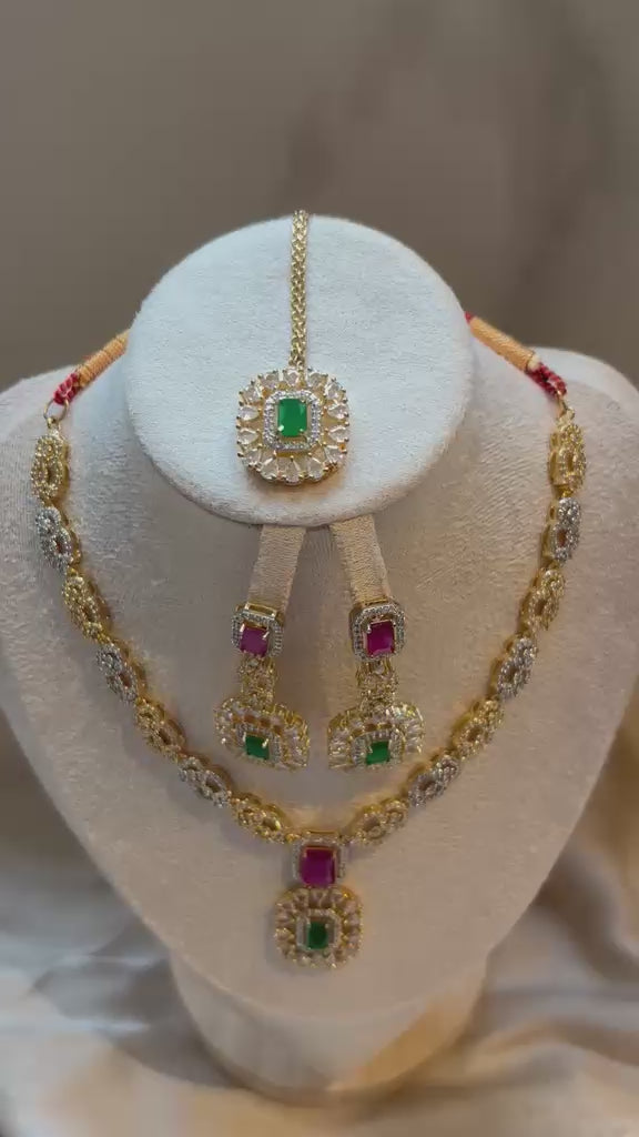Shanaz AD Stone Bridal Set - Emerald Panel