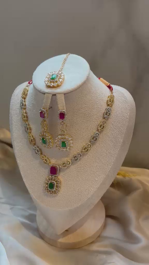 Shanaz AD Stone Bridal Set - Emerald Panel