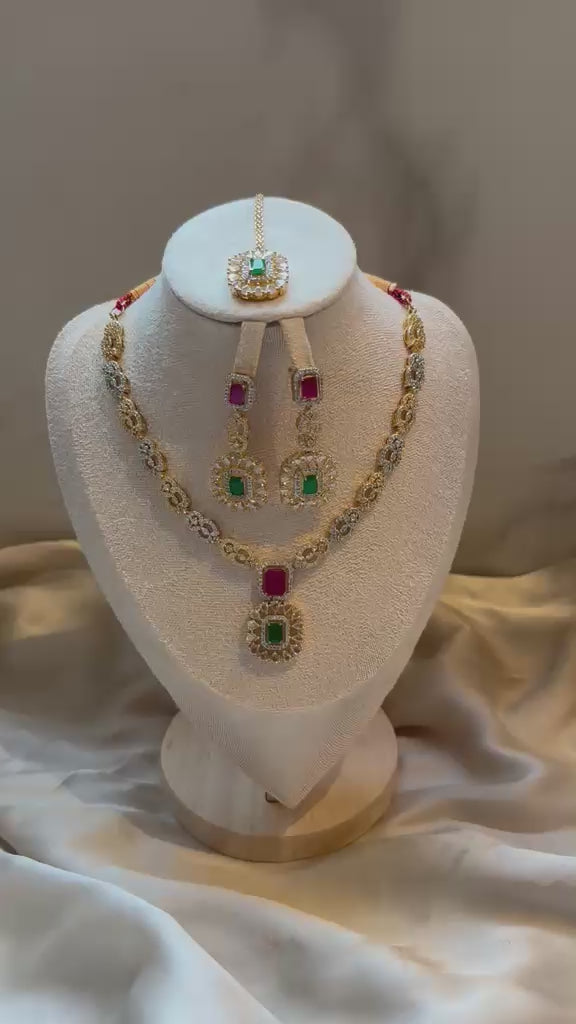 Shanaz AD Stone Bridal Set - Emerald Panel