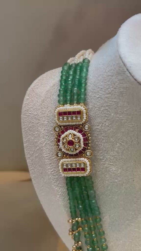Meher Emerald Beaded Layered Bridal Set