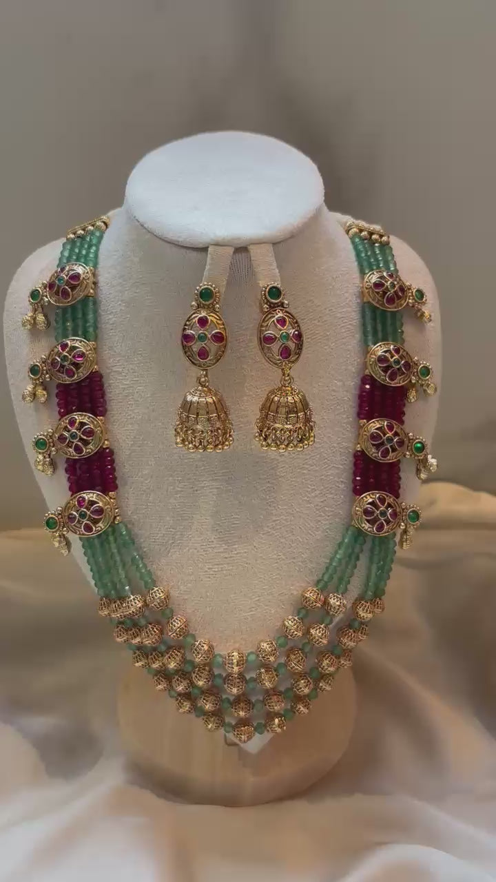 Zarina Emerald & Ruby Beaded Bridal Set