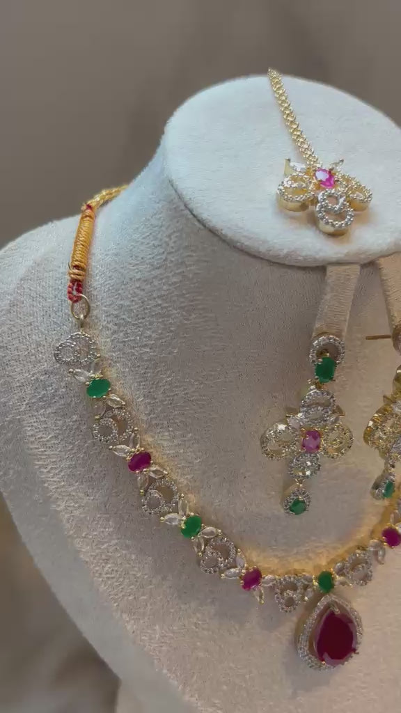 Shanaz AD Stone Bridal Set - Ruby Drop