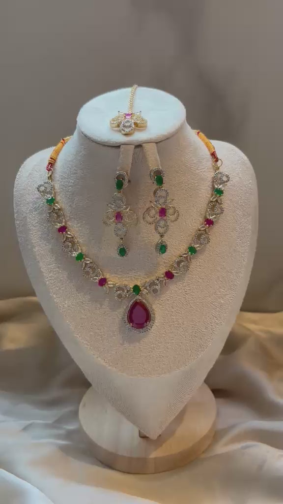 Shanaz AD Stone Bridal Set - Ruby Drop