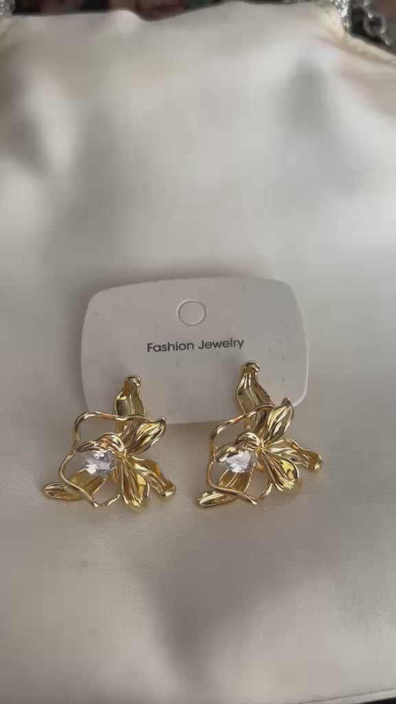 Orchid Gold CZ Studs