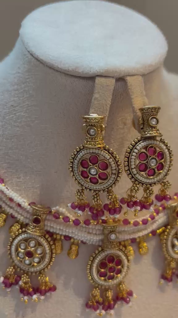 Gulnar Ruby Meenakari Jhumka Set