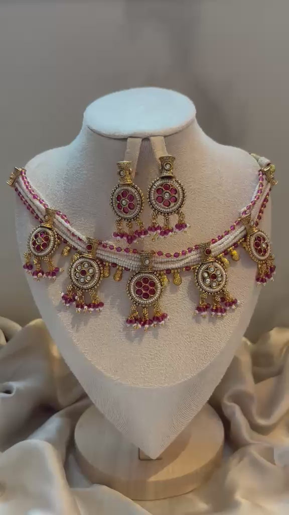 Gulnar Ruby Meenakari Jhumka Set