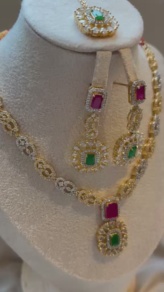 Shanaz AD Stone Bridal Set - Emerald Panel