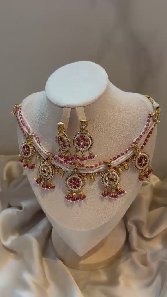 Gulnar Ruby Meenakari Jhumka Set