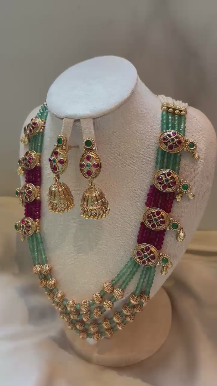 Zarina Emerald & Ruby Beaded Bridal Set