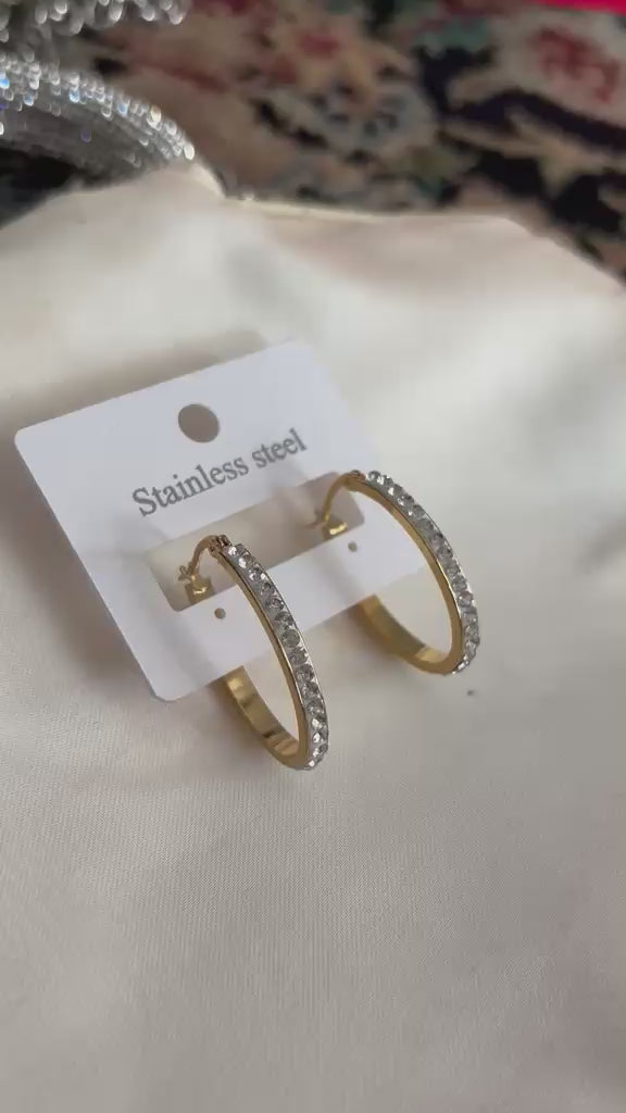 Selene Pave Stainless Hoops