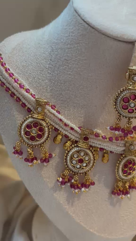Gulnar Ruby Meenakari Jhumka Set
