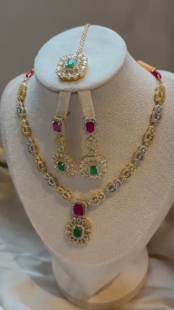 Shanaz AD Stone Bridal Set - Emerald Panel