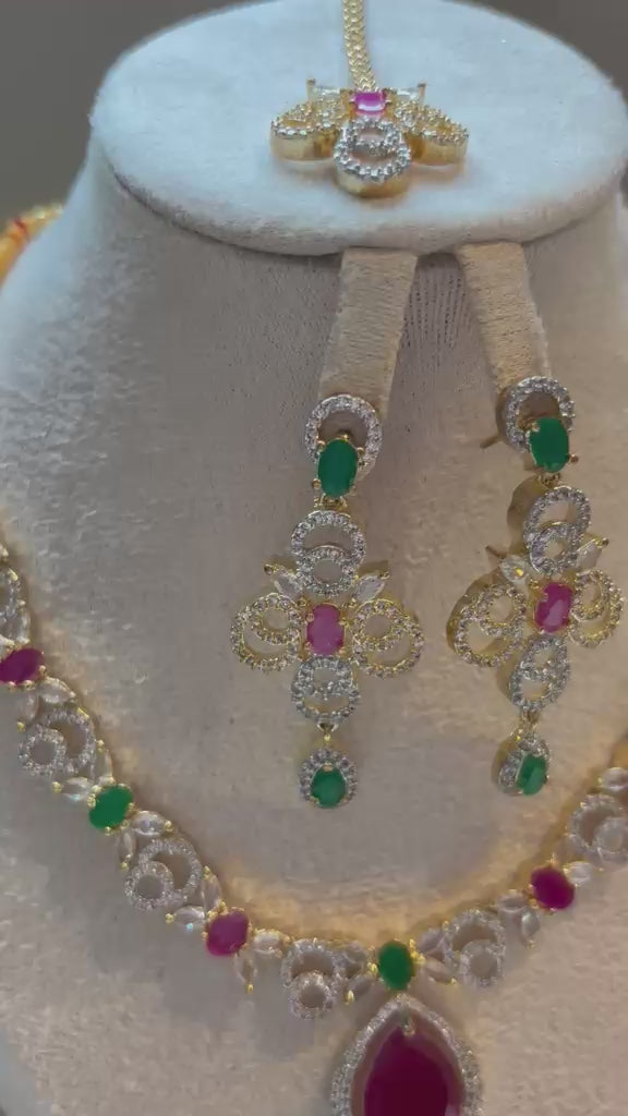 Shanaz AD Stone Bridal Set - Ruby Drop