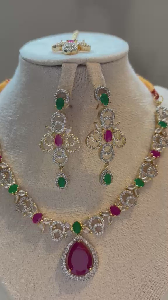 Shanaz AD Stone Bridal Set - Ruby Drop